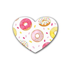 Vector Donut Seamless Pattern Rubber Heart Coaster (4 Pack) by Grandong