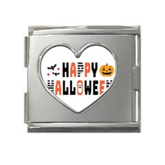 Happy Halloween Slot Text Orange Mega Link Heart Italian Charm (18mm) by Sarkoni