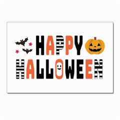 Happy Halloween Slot Text Orange Postcards 5  X 7  (pkg Of 10) by Sarkoni