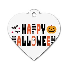 Happy Halloween Slot Text Orange Dog Tag Heart (two Sides)