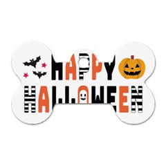 Happy Halloween Slot Text Orange Dog Tag Bone (two Sides)