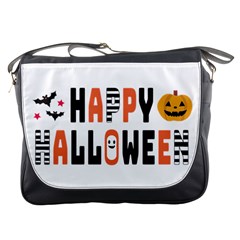 Happy Halloween Slot Text Orange Messenger Bag by Sarkoni