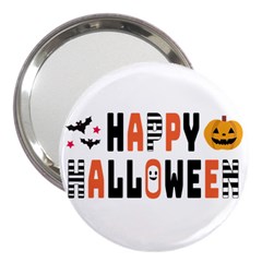 Happy Halloween Slot Text Orange 3  Handbag Mirrors