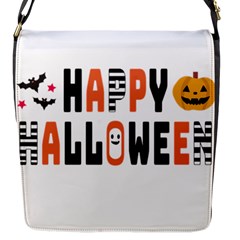 Happy Halloween Slot Text Orange Flap Closure Messenger Bag (s)