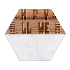 Happy Halloween Slot Text Orange Marble Wood Coaster (hexagon)  by Sarkoni