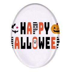 Happy Halloween Slot Text Orange Oval Glass Fridge Magnet (4 Pack)