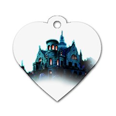 Blue Castle Halloween Horror Haunted House Dog Tag Heart (one Side) by Sarkoni