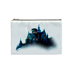 Blue Castle Halloween Horror Haunted House Cosmetic Bag (medium)