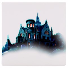 Blue Castle Halloween Horror Haunted House Uv Print Square Tile Coaster  by Sarkoni