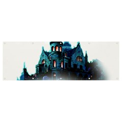 Blue Castle Halloween Horror Haunted House Banner And Sign 12  X 4  by Sarkoni