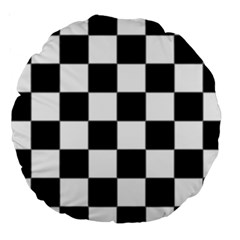 Black White Chess Board Large 18  Premium Round Cushions by Ndabl3x