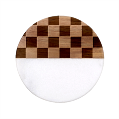 Black White Chess Board Classic Marble Wood Coaster (round)  by Ndabl3x