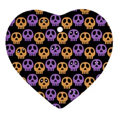 Halloween Skull Pattern Ornament (heart) by Ndabl3x