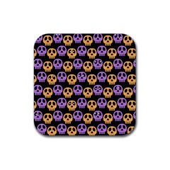 Halloween Skull Pattern Rubber Coaster (square) by Ndabl3x