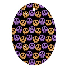 Halloween Skull Pattern Oval Ornament (two Sides) by Ndabl3x