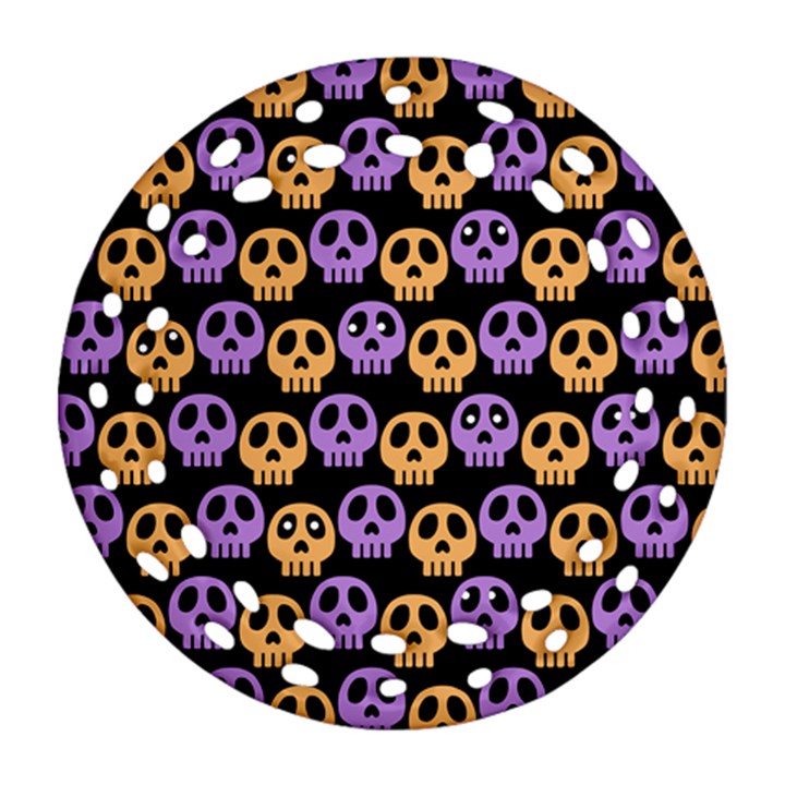 Halloween Skull Pattern Ornament (Round Filigree)