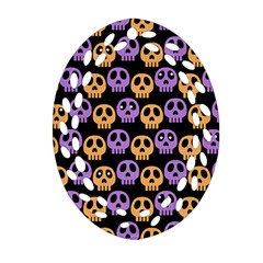 Halloween Skull Pattern Ornament (oval Filigree) by Ndabl3x