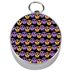 Halloween Skull Pattern Silver Compasses by Ndabl3x