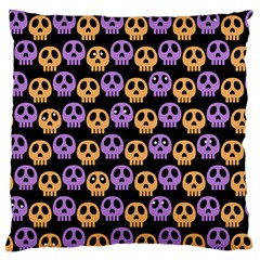 Halloween Skull Pattern Standard Premium Plush Fleece Cushion Case (one Side) by Ndabl3x