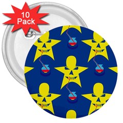 Blue Yellow October 31 Halloween 3  Buttons (10 Pack)  by Ndabl3x