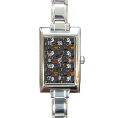 Halloween Bat Pattern Rectangle Italian Charm Watch by Ndabl3x