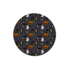 Halloween Bat Pattern Rubber Round Coaster (4 Pack) by Ndabl3x