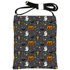 Halloween Bat Pattern Shoulder Sling Bag by Ndabl3x