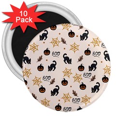 Cat Halloween Pattern 3  Magnets (10 Pack)  by Ndabl3x