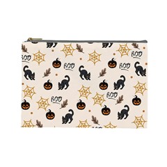 Cat Halloween Pattern Cosmetic Bag (large) by Ndabl3x