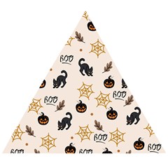 Cat Halloween Pattern Wooden Puzzle Triangle by Ndabl3x