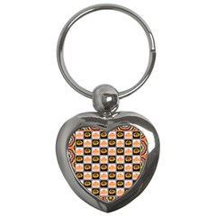 Chess Halloween Pattern Key Chain (heart) by Ndabl3x