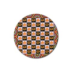 Chess Halloween Pattern Rubber Round Coaster (4 Pack) by Ndabl3x