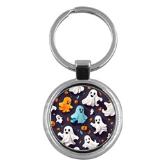 Ghost Pumpkin Scary Key Chain (round) by Ndabl3x