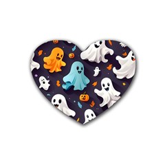 Ghost Pumpkin Scary Rubber Coaster (heart) by Ndabl3x