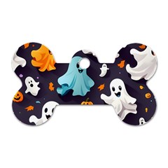 Ghost Pumpkin Scary Dog Tag Bone (two Sides) by Ndabl3x