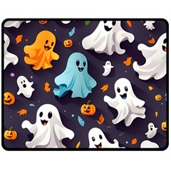 Ghost Pumpkin Scary Two Sides Fleece Blanket (medium) by Ndabl3x