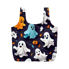 Ghost Pumpkin Scary Full Print Recycle Bag (m) by Ndabl3x