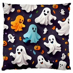 Ghost Pumpkin Scary Standard Premium Plush Fleece Cushion Case (one Side) by Ndabl3x