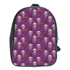 Skull Halloween Pattern School Bag (xl) by Ndabl3x