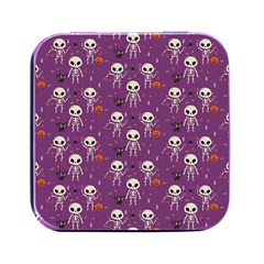 Skull Halloween Pattern Square Metal Box (black) by Ndabl3x