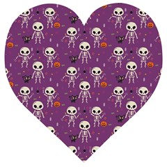 Skull Halloween Pattern Wooden Puzzle Heart