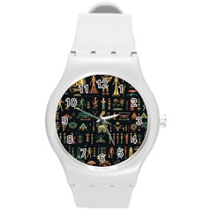 Hieroglyphs Space Round Plastic Sport Watch (m)