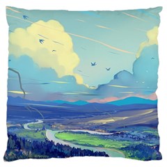 Digital Art Fantasy Landscape Large Premium Plush Fleece Cushion Case (two Sides) by uniart180623