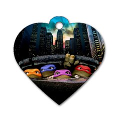 Teenage Mutant Ninja Turtles Leonardo Raphael Michelangelo Donatello Dog Tag Heart (one Side) by Sarkoni