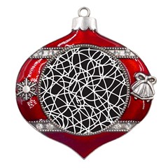 Interconnectedness Metal Snowflake And Bell Red Ornament by Sobalvarro