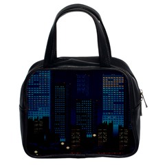 Pixel Art Night City Japan Classic Handbag (two Sides)