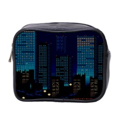 Pixel Art Night City Japan Mini Toiletries Bag (two Sides)