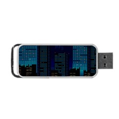 Pixel Art Night City Japan Portable Usb Flash (one Side)