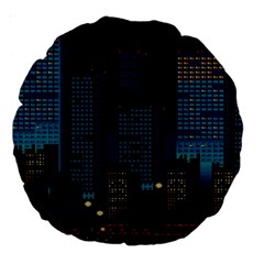 Pixel Art Night City Japan Large 18  Premium Round Cushions