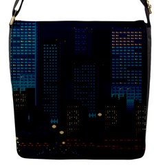 Pixel Art Night City Japan Flap Closure Messenger Bag (s)